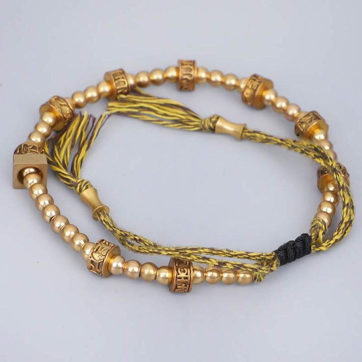 Bracelet de richesse tibétain avec six mots vrais et malédictions de Buddha Stones