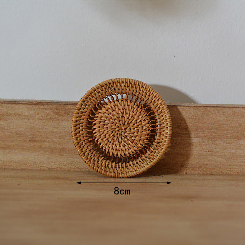 Dessous de verre en rotin à motif de fleurs en céramique