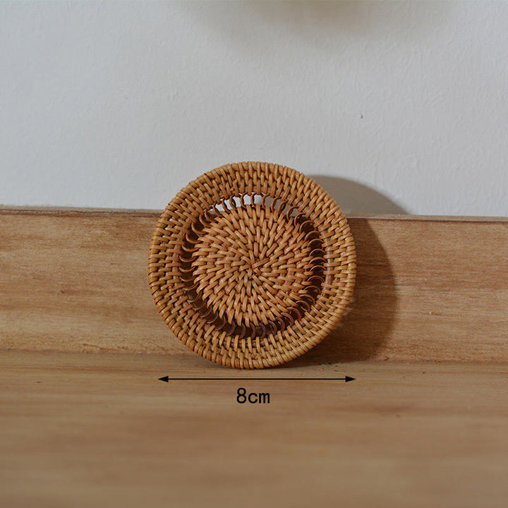 Dessous de verre en rotin à motif de fleurs en céramique