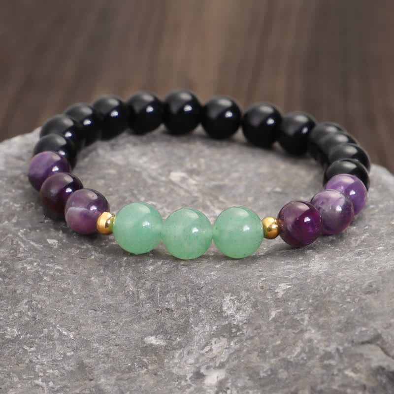 Bracelet de méditation Lotus en aventurine verte et améthyste avec 108 perles de Mala Buddha Stones - image 9