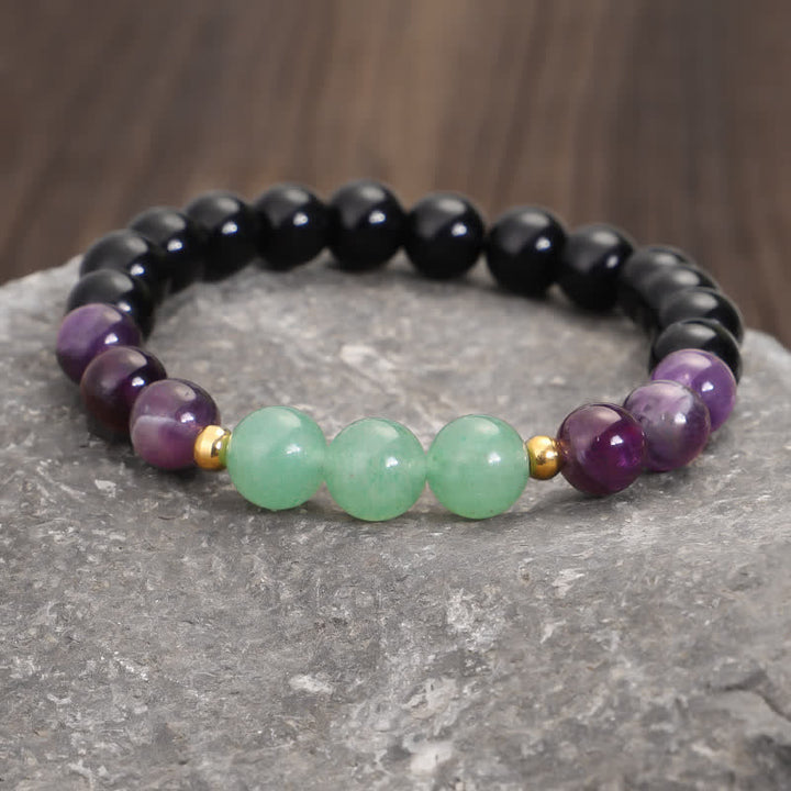 Bracelet de méditation Lotus en aventurine verte et améthyste avec 108 perles de Mala Buddha Stones - image 9