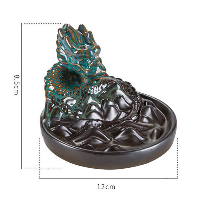 Brûleur d'encens à reflux en céramique à motif de dragon