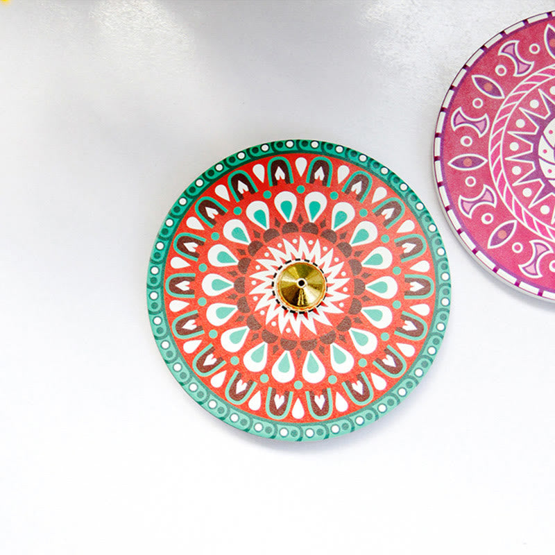 Brûleur d'encens en céramique avec bâton de bénédiction et Buddha Stones à motifs colorés