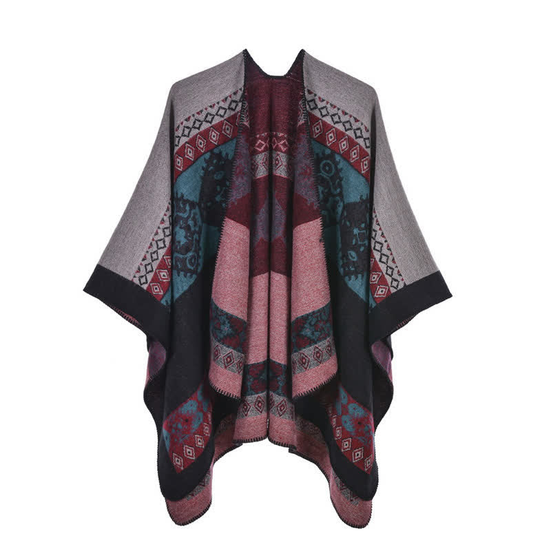 Écharpe châle tibétain à motifs de diamants avec Buddha Stones - Rose Noir - image 18