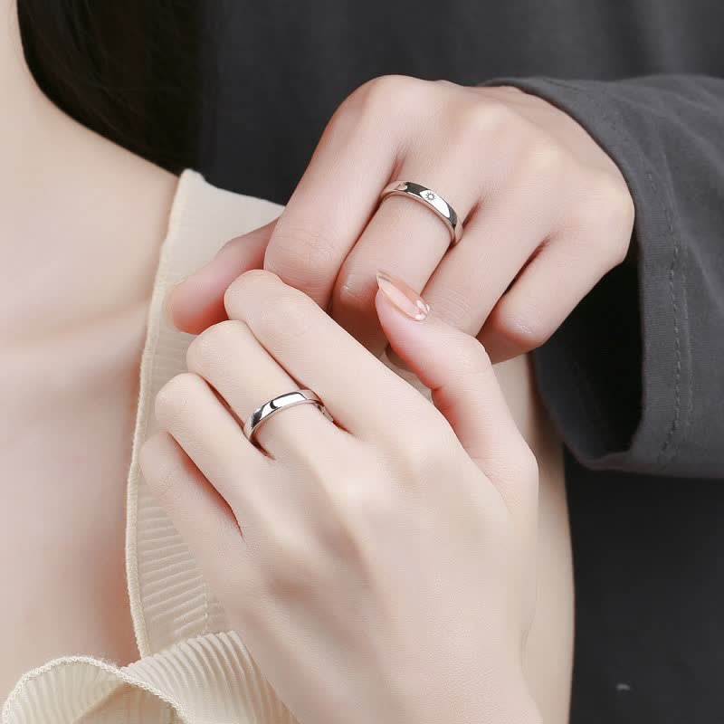 Bague de couple réglable en argent sterling 925 Buddha Stones et protection du soleil et de la lune