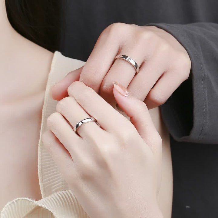 Bague de couple réglable en argent sterling 925 Buddha Stones et protection du soleil et de la lune