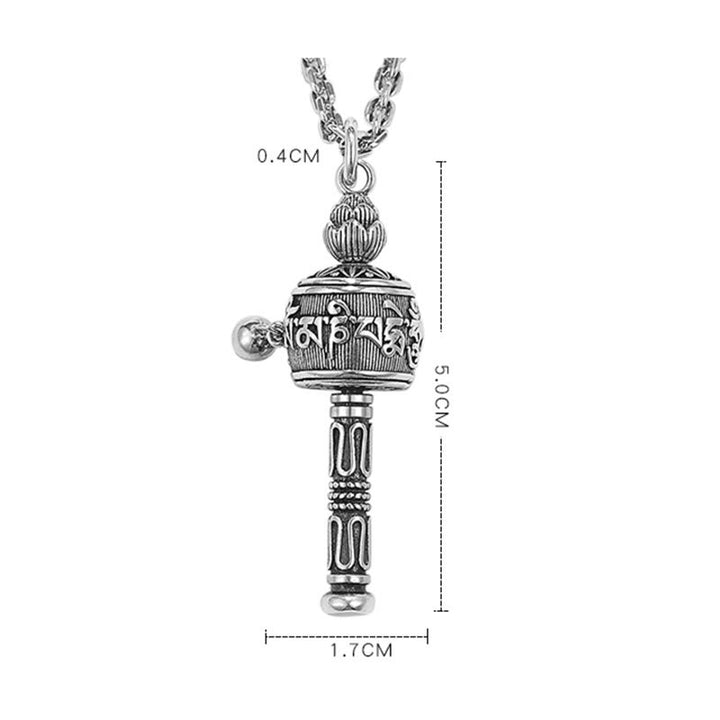 Collier pendentif rotatif en Buddha Stones tibétain Om Mani Padme Hum avec roue de prière Lotus Sagesse