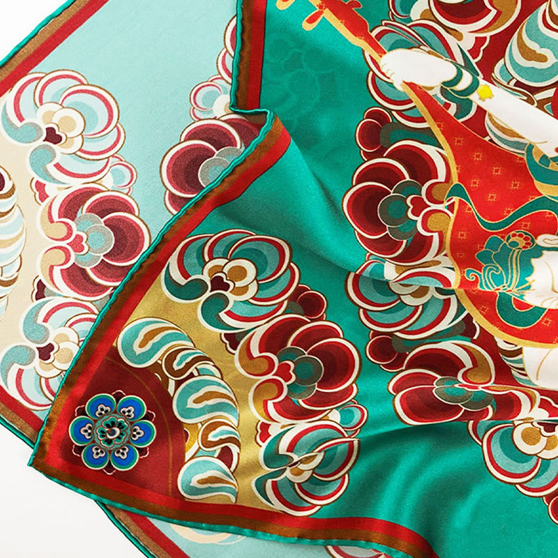 Écharpe en soie de mûrier 100 % Buddha Stones Dunhuang Rebound Pipa Flying Frescoes Châle Dunhuang de qualité supérieure 6A