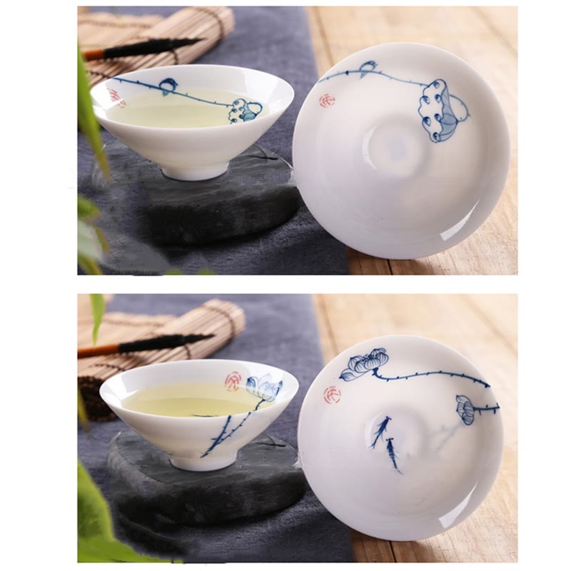 Buddha Stones Vintage Prune Orchidée Bambou Chrysanthème Lotus Koi Poisson Tasse à Thé en Céramique Tasses à Thé Kung Fu