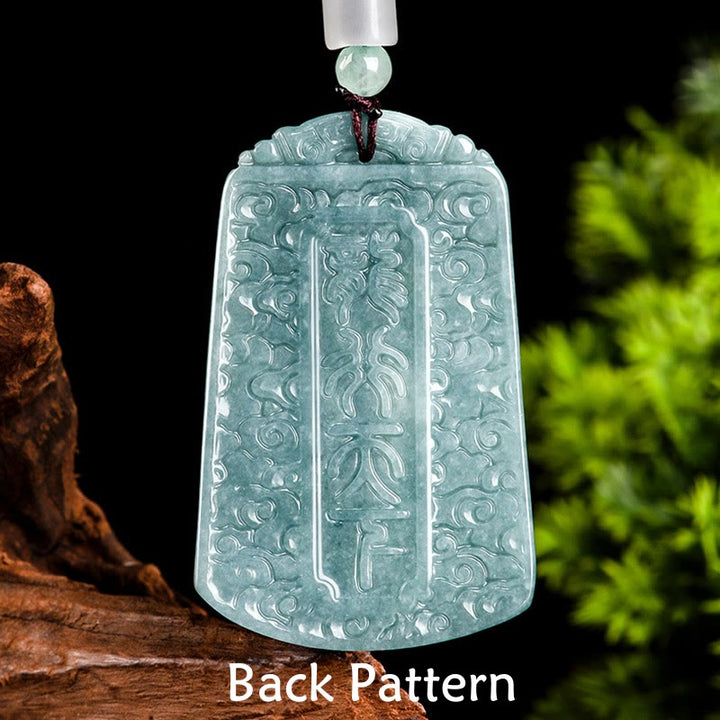 Collier pendentif en jade avec Buddha Stones Année du dragon Zodiaque chinois Dragon voyage à travers le monde