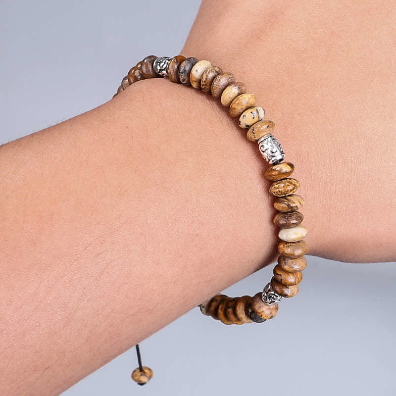 Bracelet en fil de perles positives en jaspe photo
