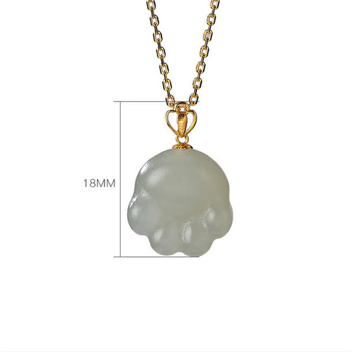 Collier avec pendentif porte-bonheur en argent sterling 925 et jade blanc Hetian en forme de patte de chat mignon - image 7