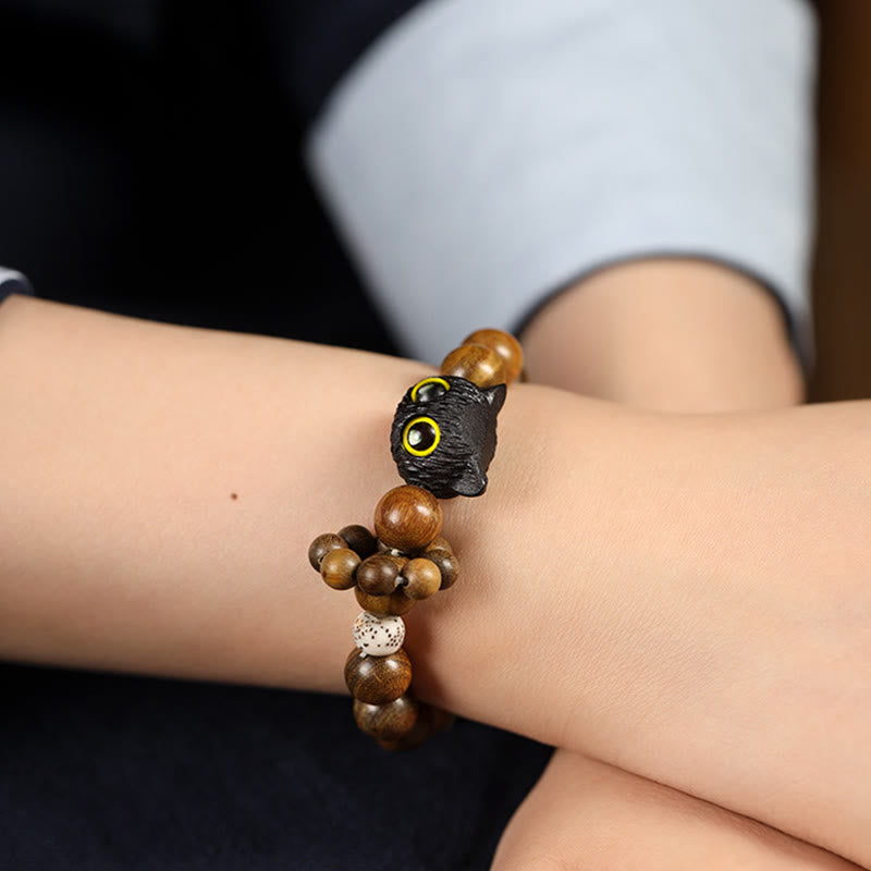 Bracelet apaisant pour chat en bois de santal vert et Buddha Stones - image 4