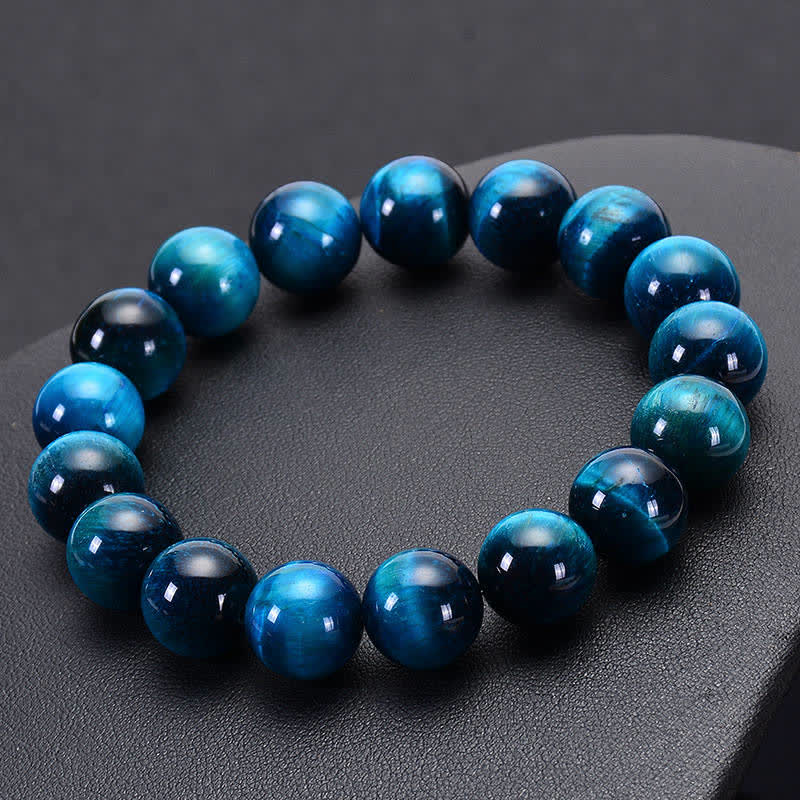 Bracelet de protection œil de tigre bleu Buddha Stones - 0,47 po (12 mm) - image 0