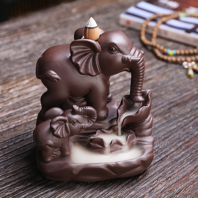 Brûleur d'encens à reflux en argile violette pour fontaine à fumée tibétaine, protection et décoration