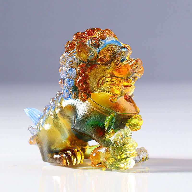 Pièce d'art en cristal de lion Liuli faite à la main Décoration de bureau à domicile