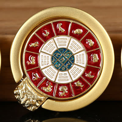 Support de téléphone tibétain Om Mani Padme Hum Peace Ring Support de téléphone universel Décorations - Rouge Blanc Neuf Palais et Huit Trigrammes - image 16
