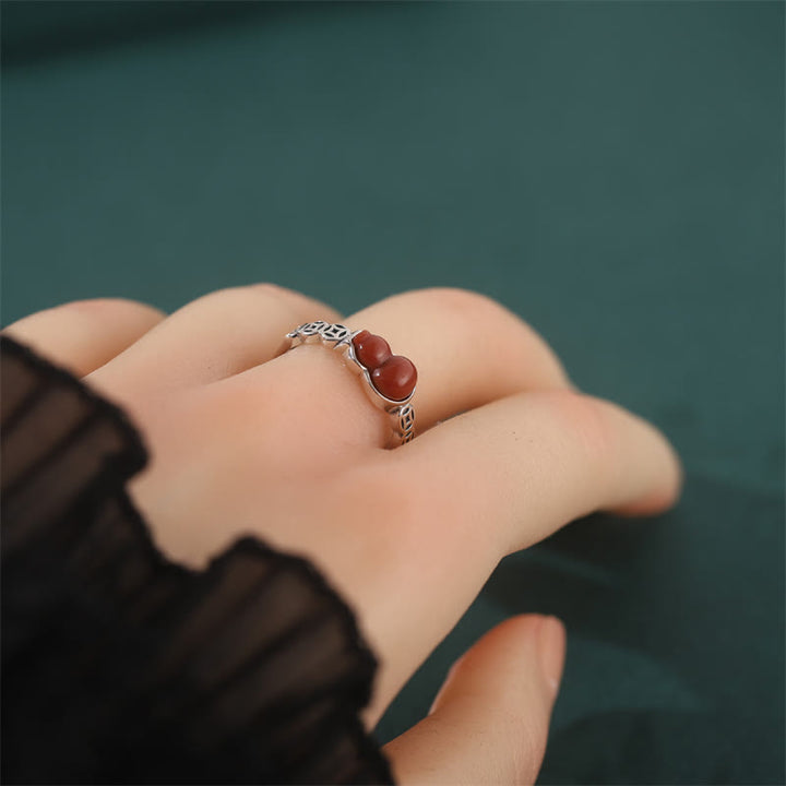 Bague d'acceptation de soi en argent sterling 925 avec Buddha Stones et agate rouge - image 3