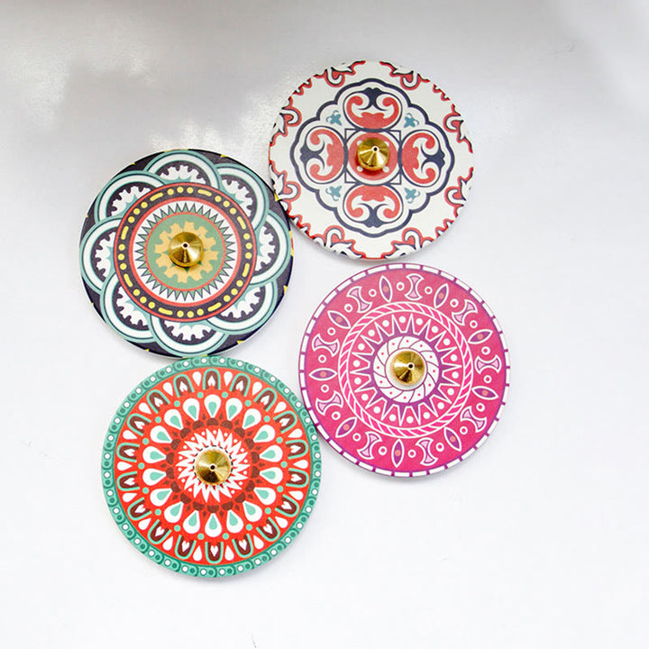 Brûleur d'encens en céramique avec bâton de bénédiction et Buddha Stones à motifs colorés