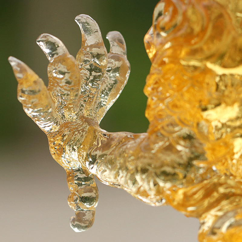 Buddha Stones faites à la main, zodiaque chinois, dragon jaune, cristal Liuli, pièce d'art, protection de la chance, décoration de bureau à domicile - image 4