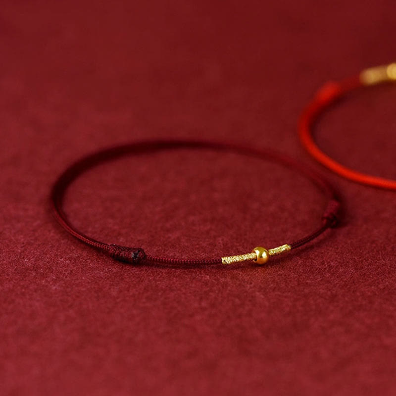 Bracelet de cheville en corde tressée avec perles dorées en argent sterling 925 et Buddha Stones
