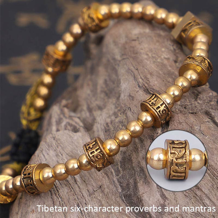 Bracelet de richesse tibétain avec six mots vrais et malédictions de Buddha Stones