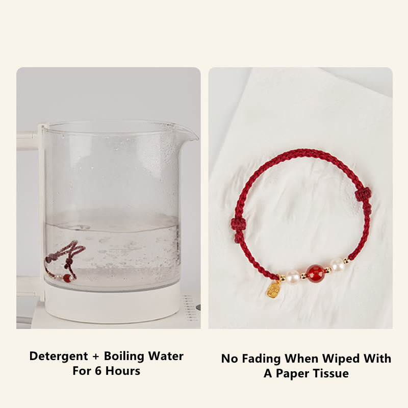 Bracelet tressé en fil rouge avec perles d'agate et personnage Fu en argent sterling 925 et Buddha Stones