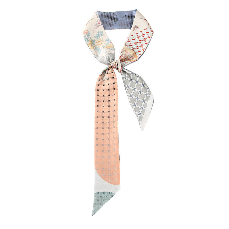 Foulard pour cheveux en soie 100 % mûre avec Buddha Stones, fresques de Dunhuang, montagnes, coucher de soleil, motif floral
