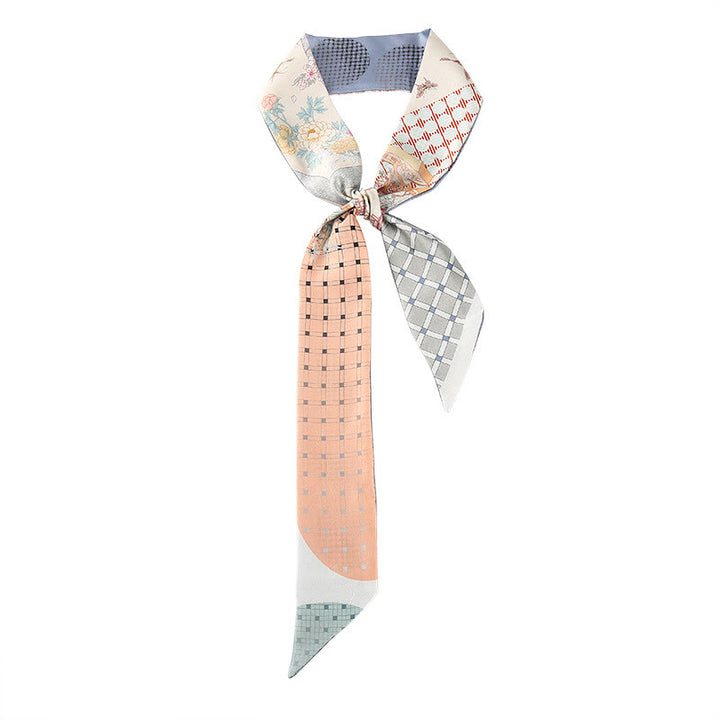 Foulard pour cheveux en soie 100 % mûre avec Buddha Stones, fresques de Dunhuang, montagnes, coucher de soleil, motif floral