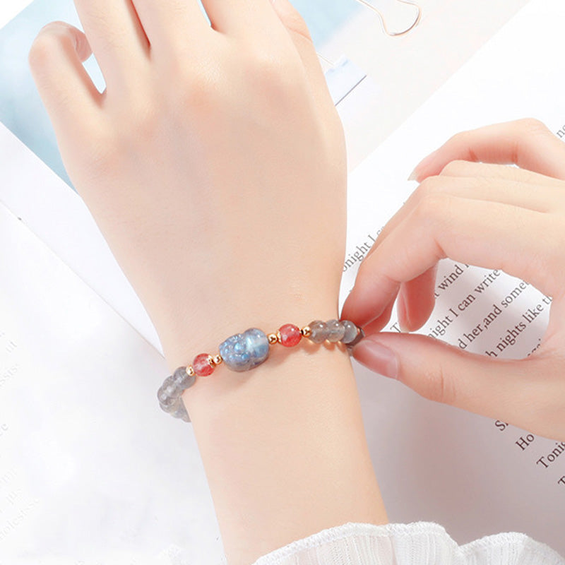 Bracelet de guérison PiXiu en pierre de lune et quartz Buddha Stones