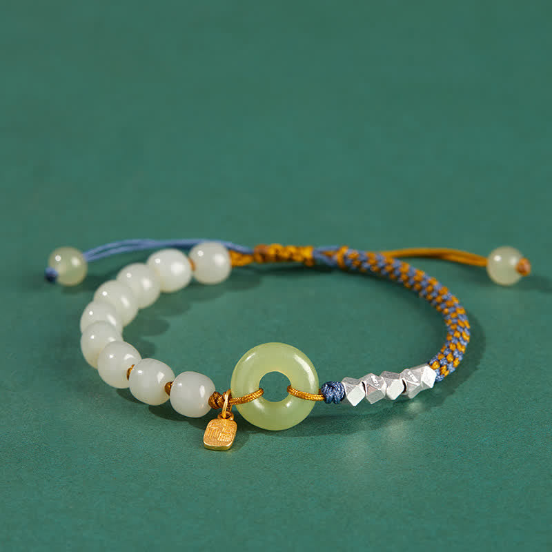 Bracelet porte-bonheur en perles de jade Hetian en argent sterling 925 Buddha Stones - Brun - image 12