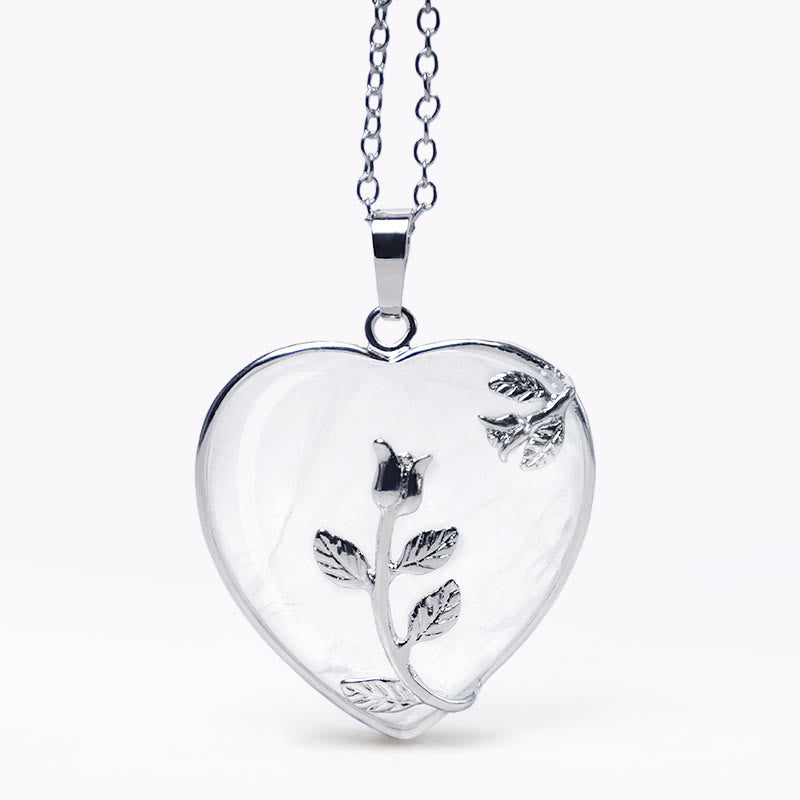 Colliers avec pendentif en forme de cœur en cristaux de guérison naturels en Buddha Stones