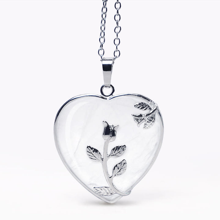 Colliers avec pendentif en forme de cœur en cristaux de guérison naturels en Buddha Stones