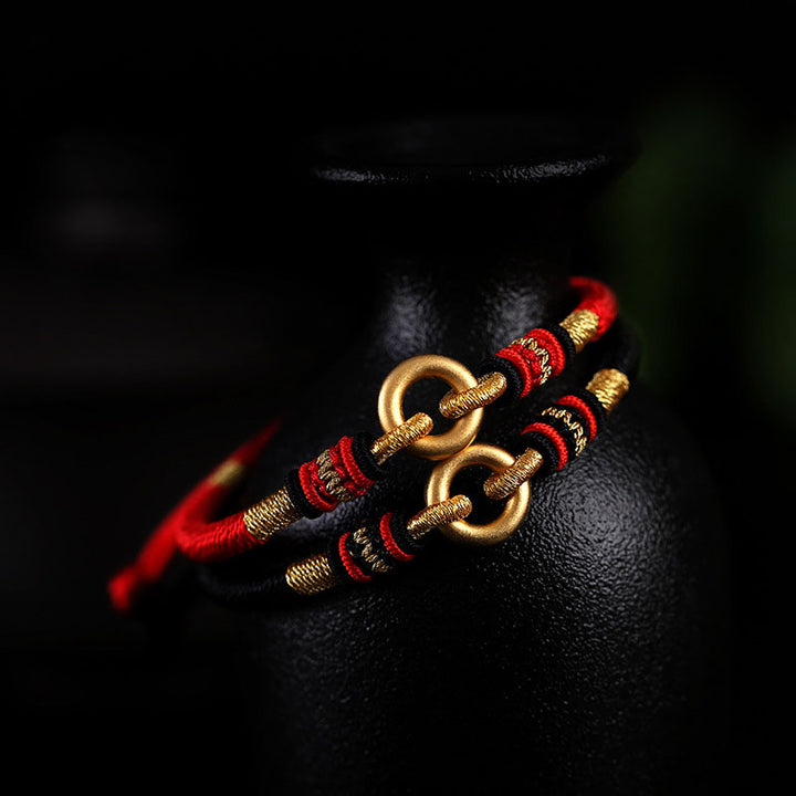 Bracelet Feng Shui porte-bonheur en corde rouge pour couple avec Buddha Stones