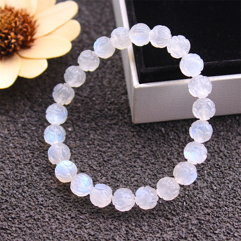 Bracelet Lotus Love en pierre de lune naturelle de Buddha Stones