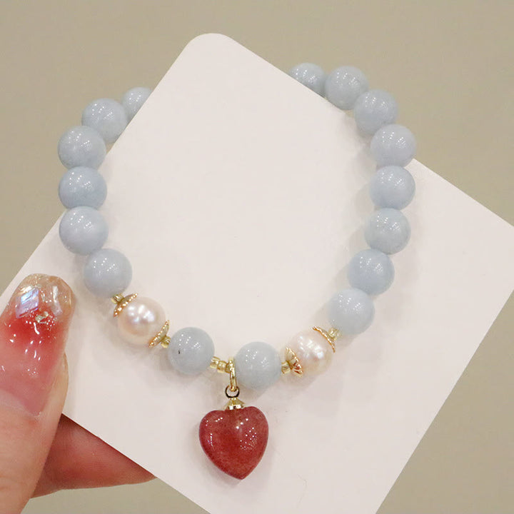 Bracelet à breloques en forme de lapin, de courge et de chat en Buddha Stones -marine naturelle, calcédoine, sérénité - image 10