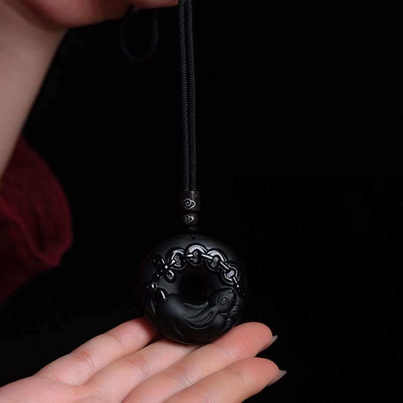 Collier avec pendentif en obsidienne noire naturelle et Buddha Stones du zodiaque chinois - image 10