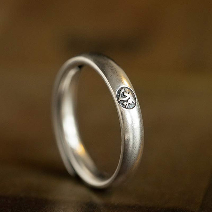 Bague couple en argent sterling 925 Buddha Stones et bénédiction du zodiaque chinois - image 1