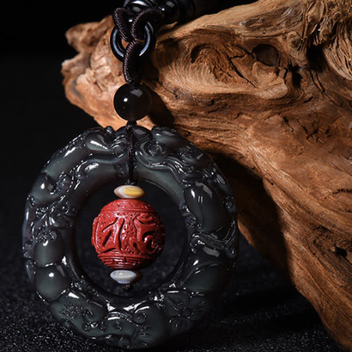 Collier pendentif de guérison en obsidienne arc-en-ciel naturelle PiXiu Cinabre FengShui Buddha Stones - Obsidienne arc-en-ciel (Amour ♥ Transformation positive) - image 1