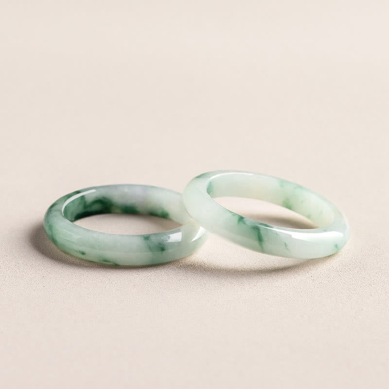 Bague d'abondance porte-bonheur en jade vert naturel avec Buddha Stones