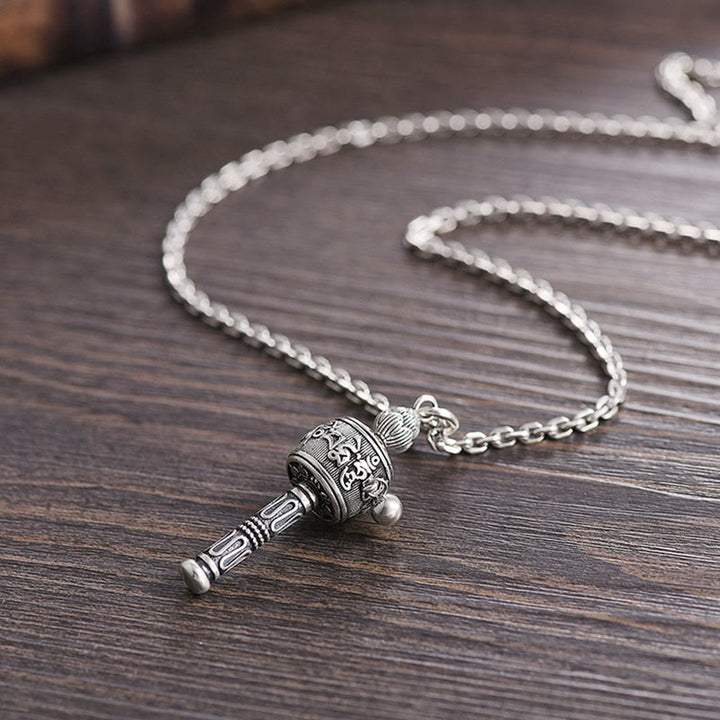 Collier pendentif rotatif en Buddha Stones tibétain Om Mani Padme Hum avec roue de prière Lotus Sagesse