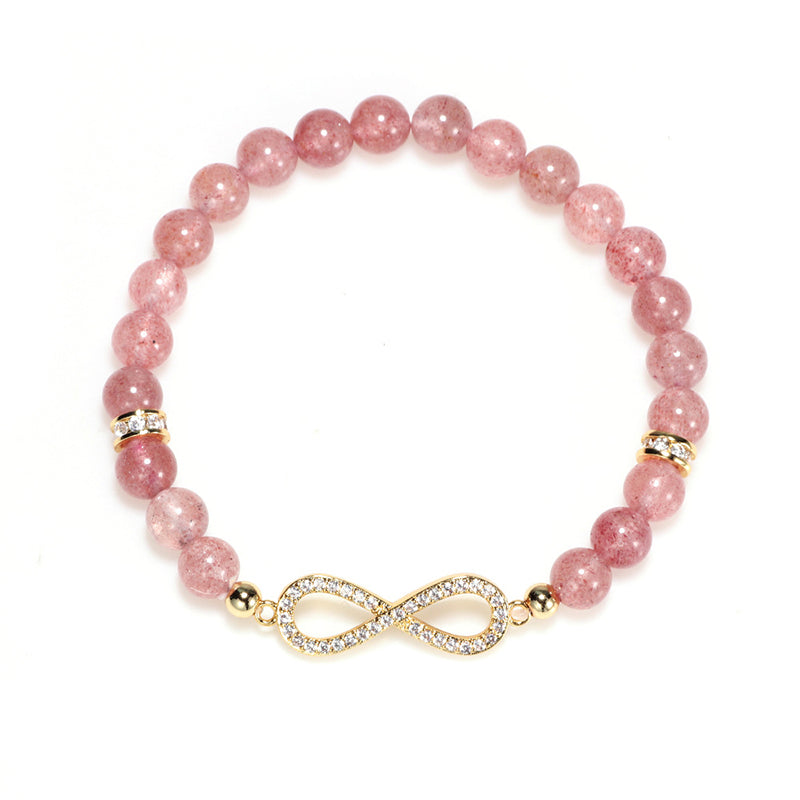 Bracelet de guérison positive en quartz fraise naturel Buddha Stones