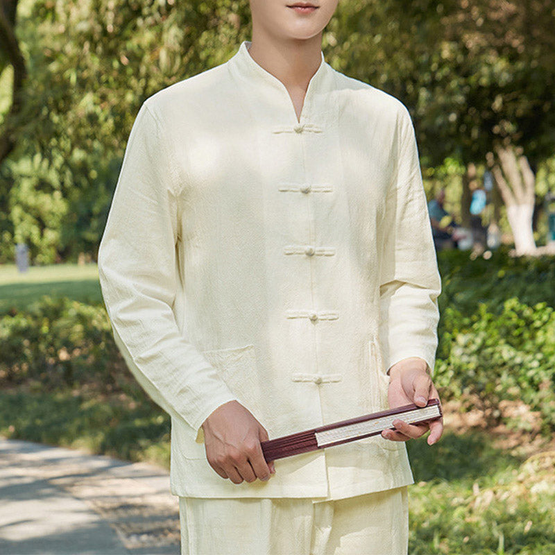 Ensemble pour homme en coton et lin avec Buddha Stones, pratique spirituelle zen, yoga, méditation, prière - Beige - US/UK/AU48，EU58 (6XL) - image 7