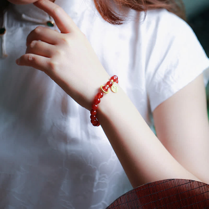Bracelet de confiance en agate rouge naturelle avec lettre de bénédiction