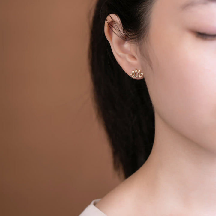 Boucles d'oreilles en argent sterling 925 avec Buddha Stones et bénédiction de la fleur de lotus - image 3