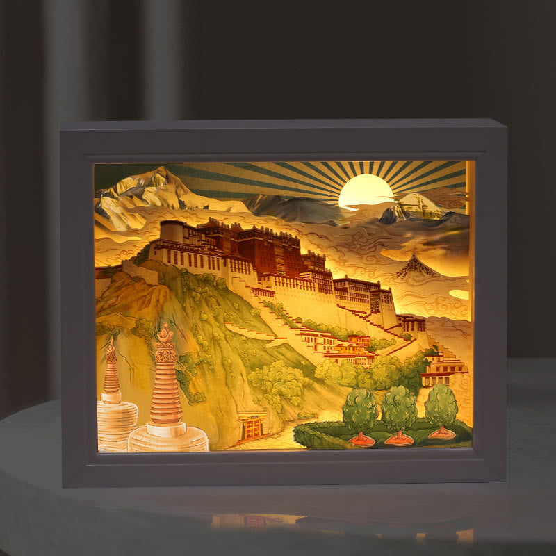 Lampe de table LED en papier sculptée au Tibet Potala Palace