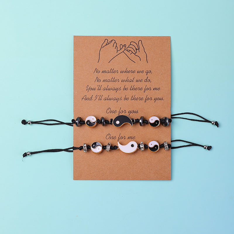 Bracelet couple Yin Yang Hématite Buddha Stones 2 pièces