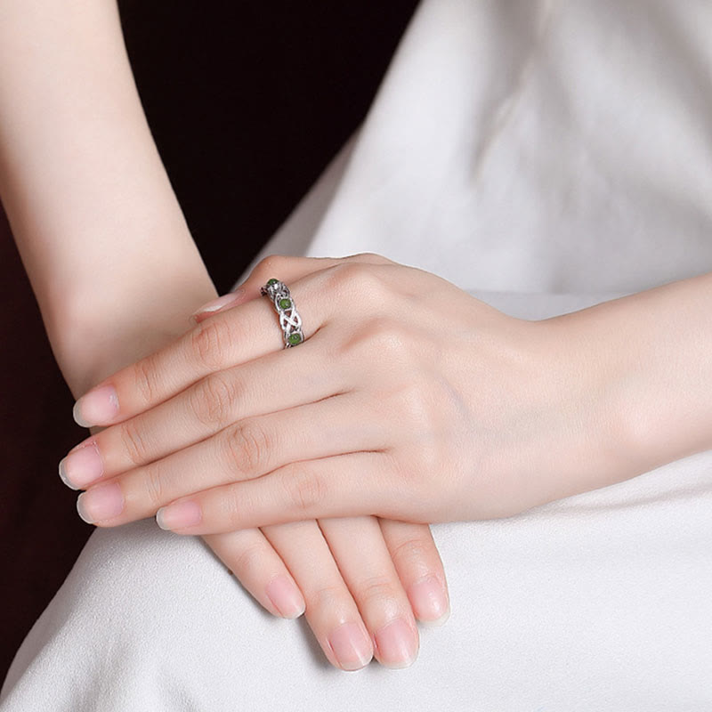 Bague ajustable en argent sterling 925 plaqué or et jade cyan avec Buddha Stones - image 9