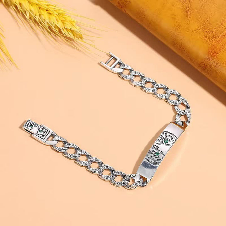 Bracelet manchette porte-bonheur en cuivre avec motif tigre