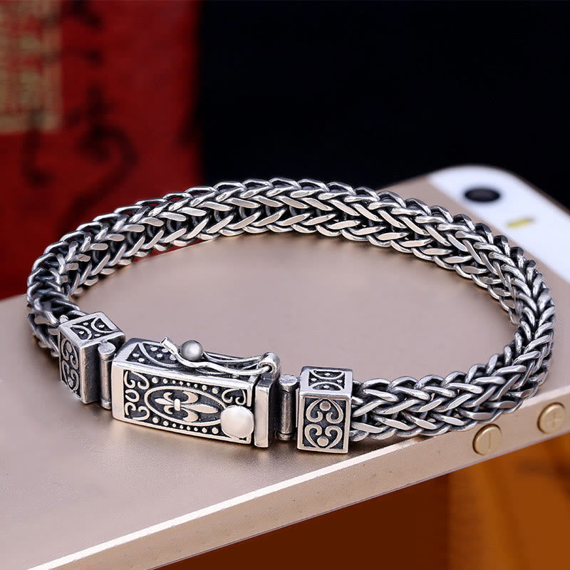 Bracelet de guérison équilibré tressé avec motif de dragon rétro Buddha Stones